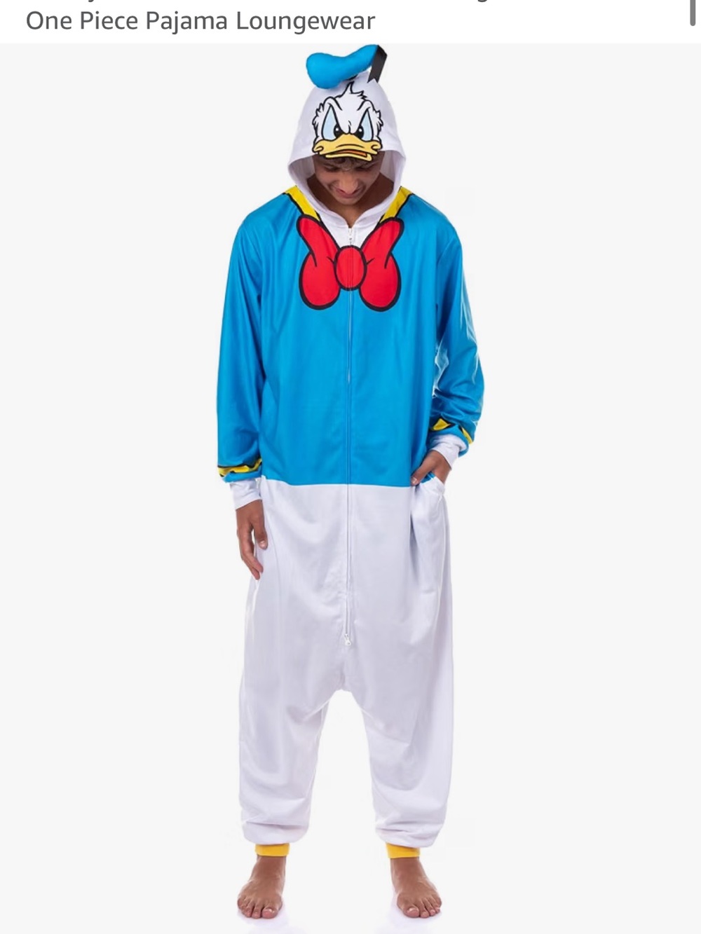 Disney Adult Donald Duck One-Piece Costume with Hoodie - Blue/White/Red/Yellow
